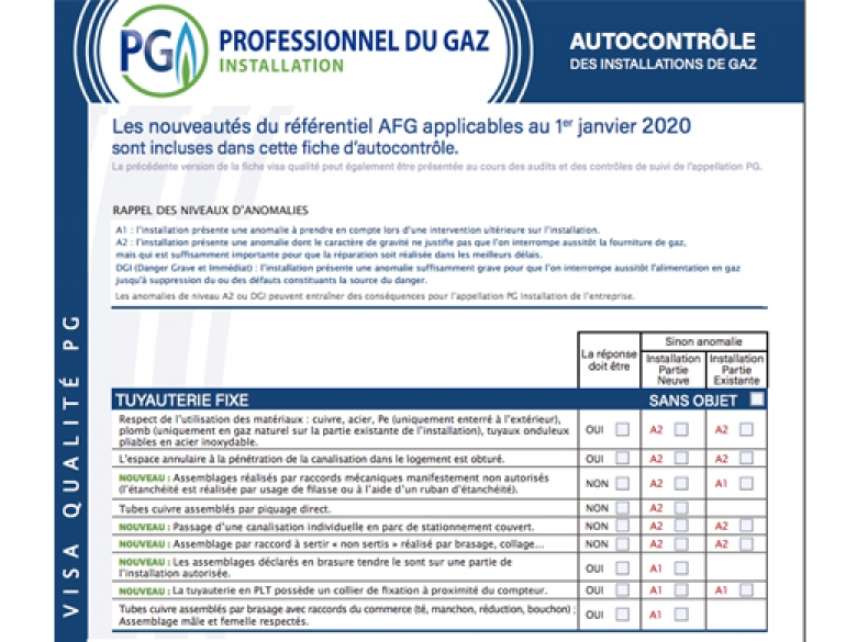 Nouvelles procedures pour les professionnels du gaz